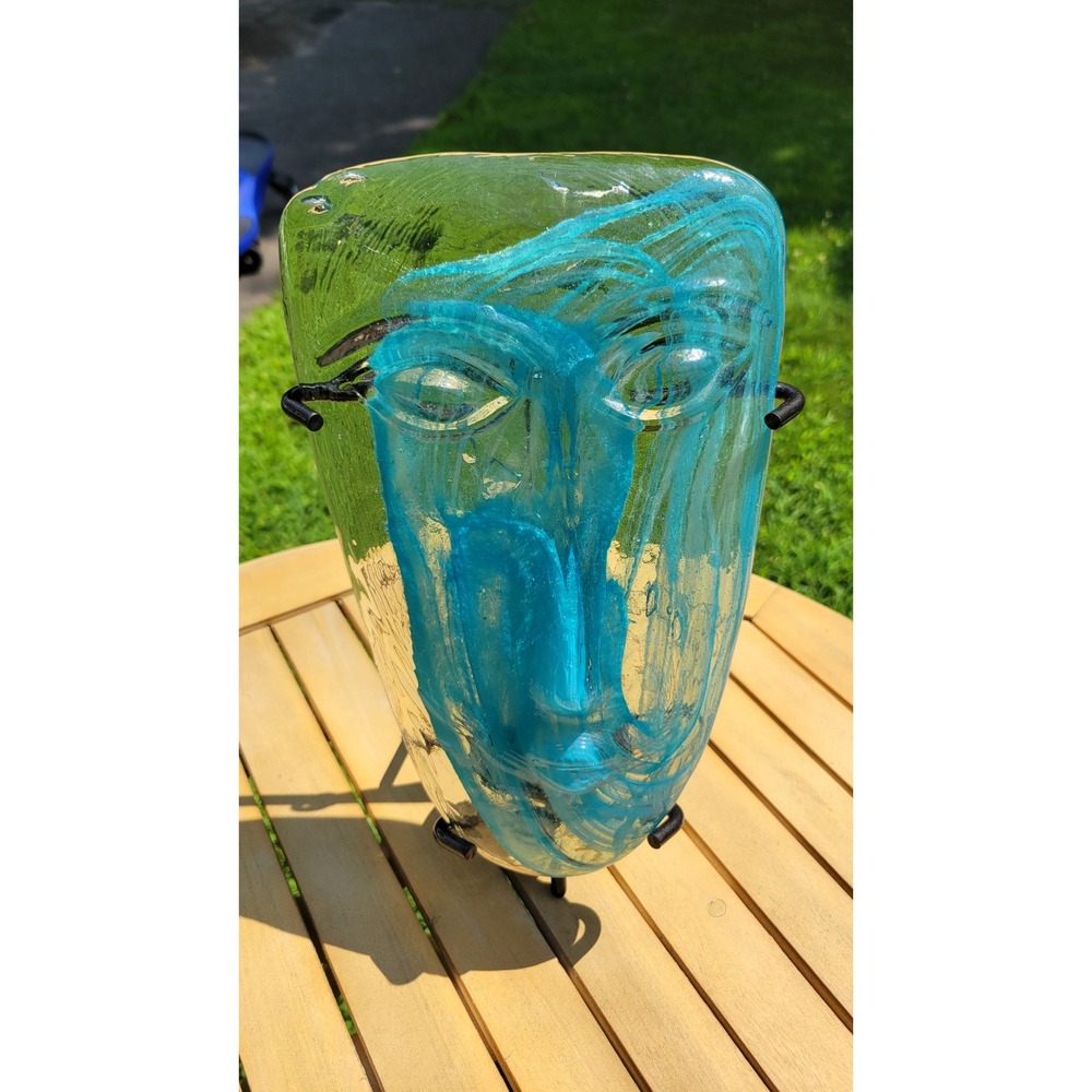 Jaramillo Brothers Art Glass Face Mask Sky Dreamer Candle Sconce Stand 1980s - Picture 6 of 6